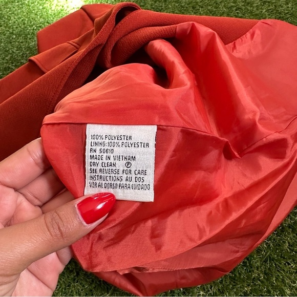 Vntg LeSuit Orange Blazer Jacket Office Business Corpgore - Picture 7 of 8